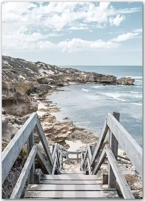 OCEANSIDE Canvastavla Havsmotiv Trapp vy
