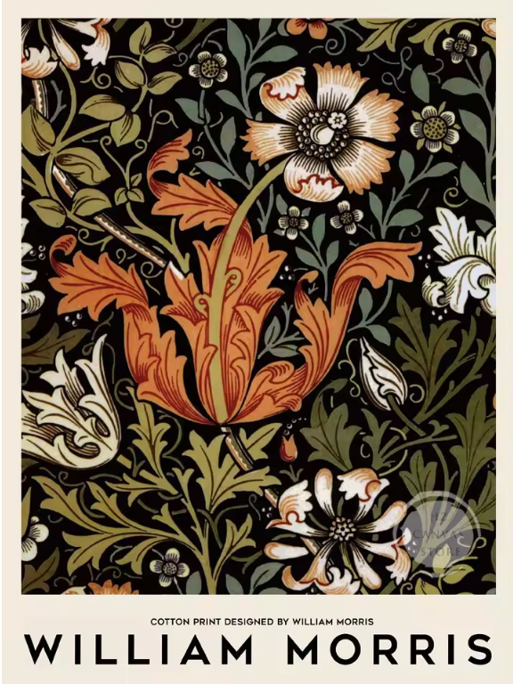 HERITAGE Canvastavla Blomstermotiv Grön Orange