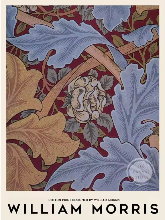 HERITAGE Canvastavla Blomstermotiv blad brun blå